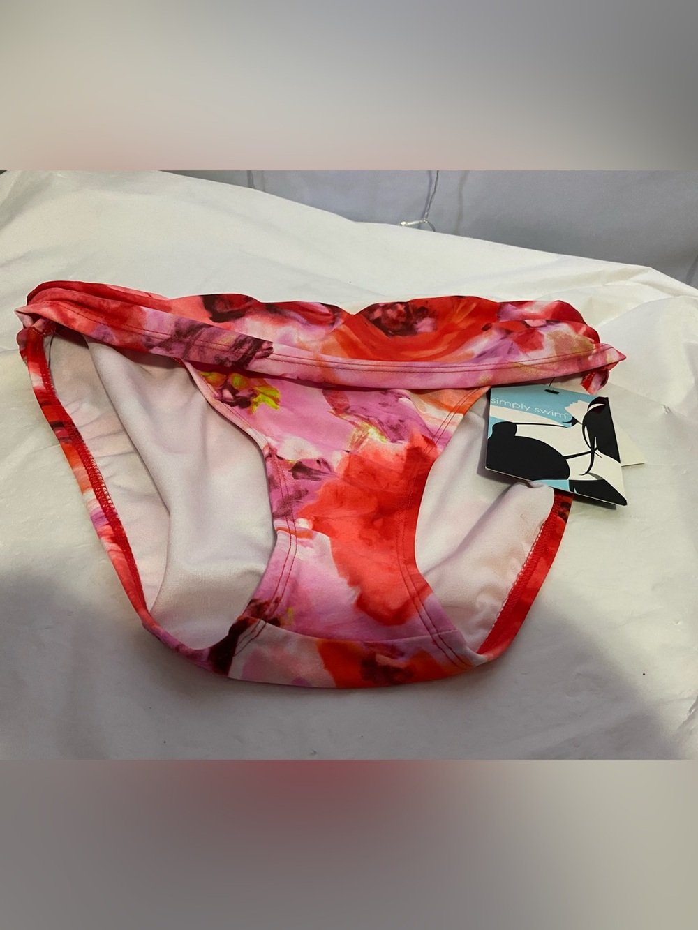 Simply Swim Floral Watercolor Bikini Bottom - Pink & Red